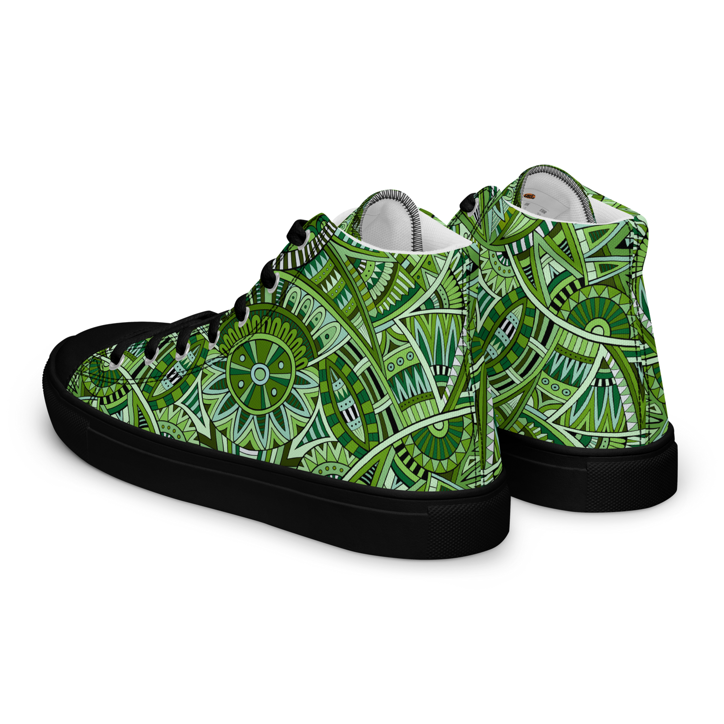 Men’s high top canvas shoes - Ethnic-Boho Fusion Fresh Green | 5032