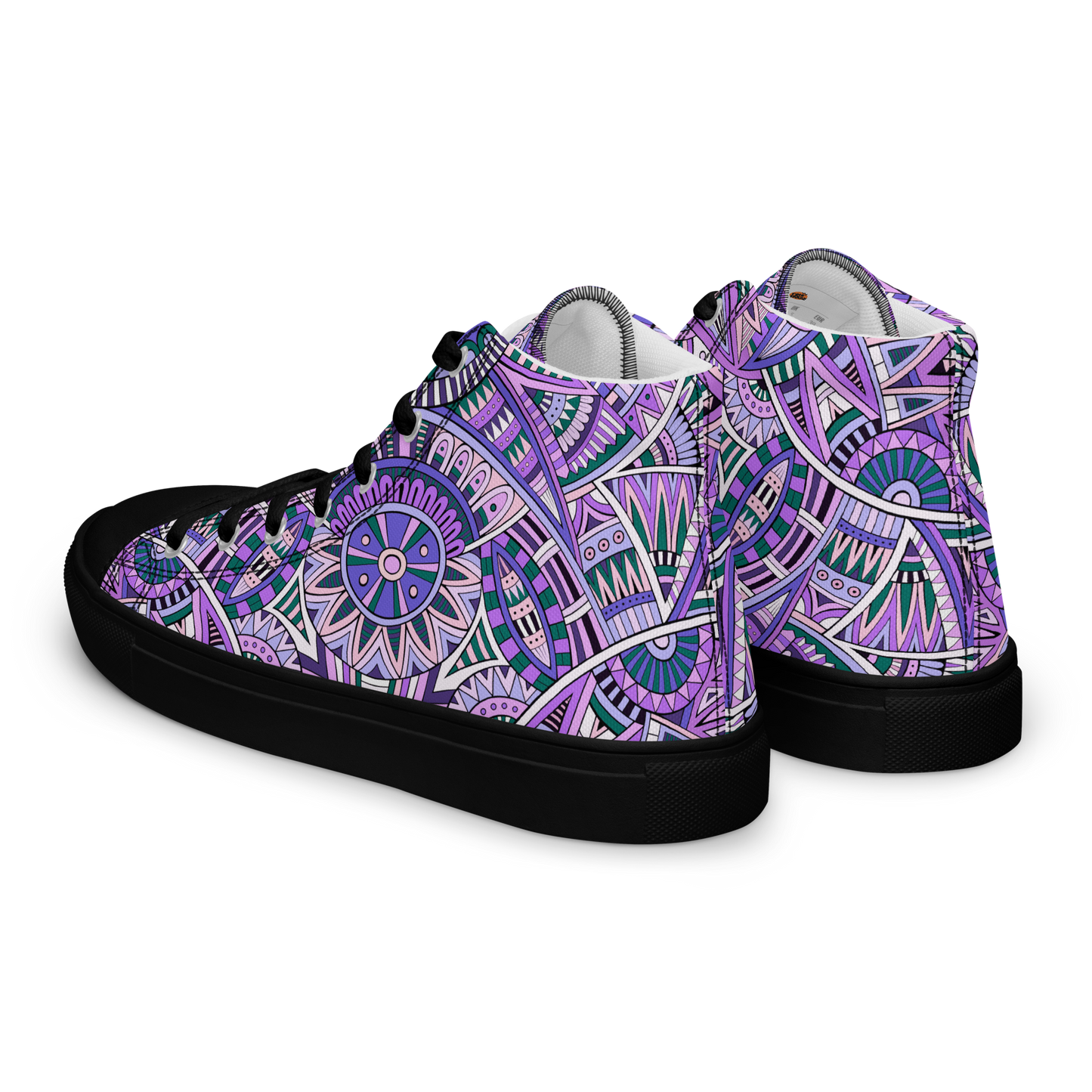 Men’s high top canvas shoes - Ethnic-Boho Fusion Lilac | 5035