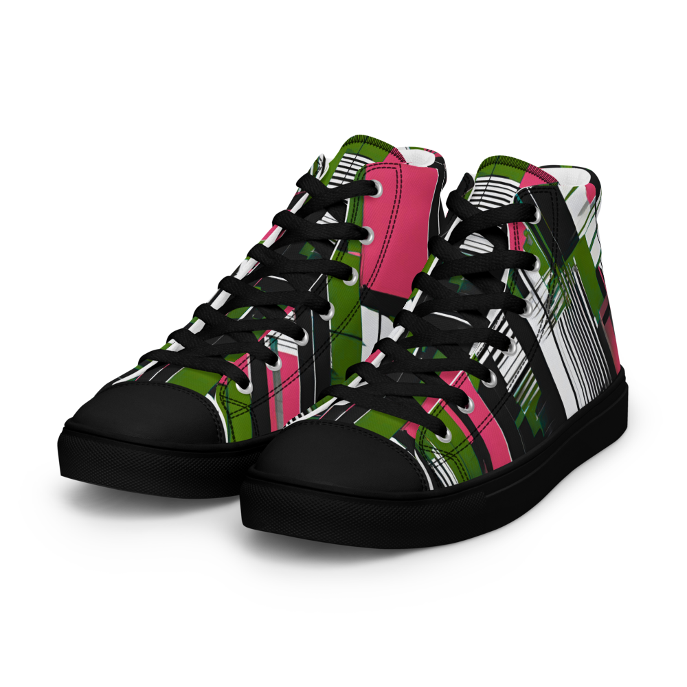 Men’s high top canvas shoes - Green Red City Grove | 5008