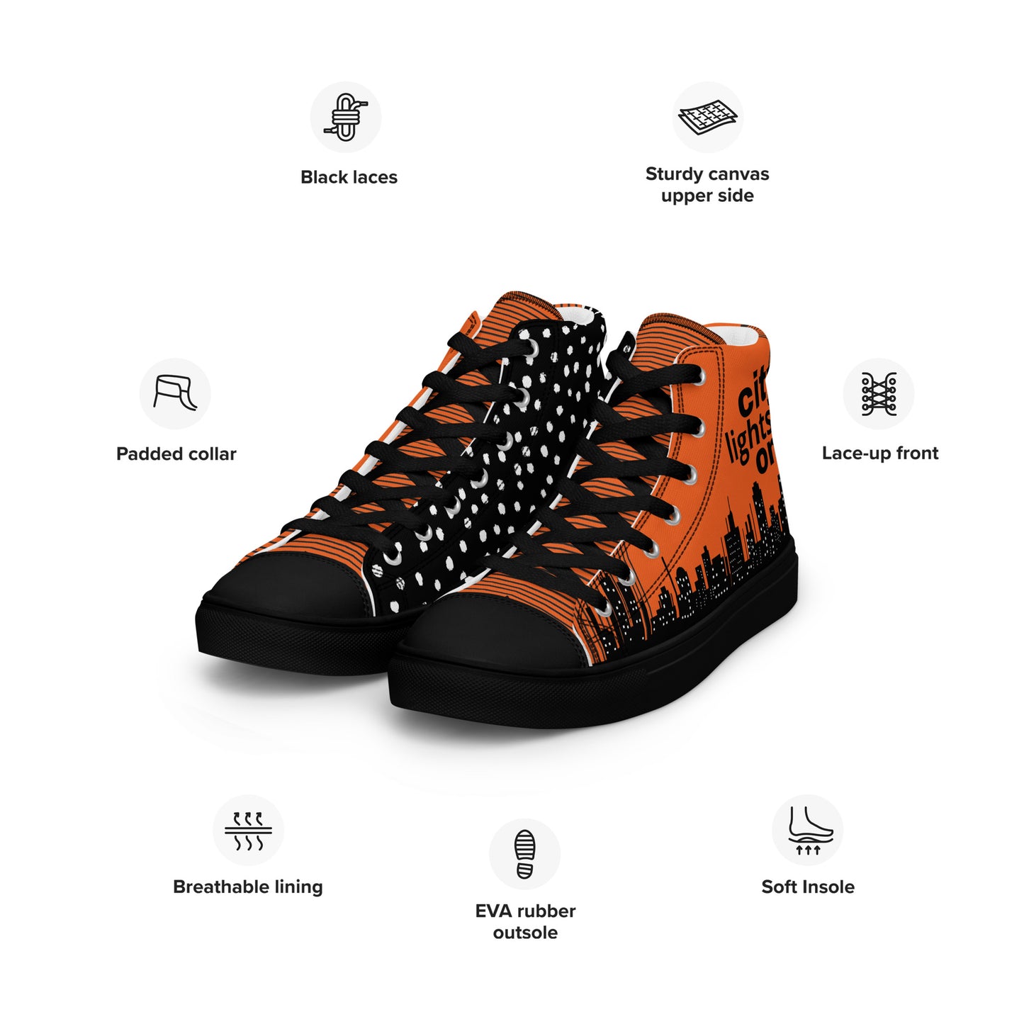Men’s high top canvas sneakers - City Lights On | 5012