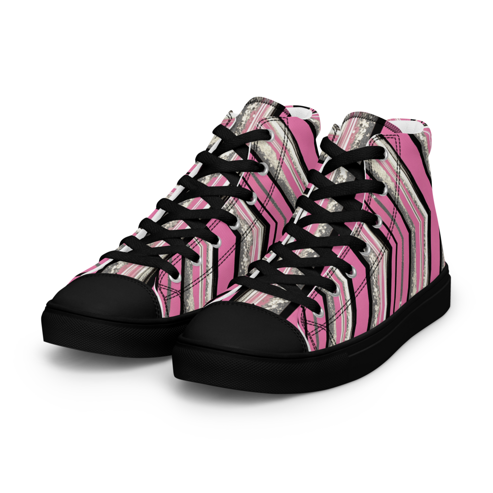 Men’s high top canvas shoes - Pink Silver Party | 5023