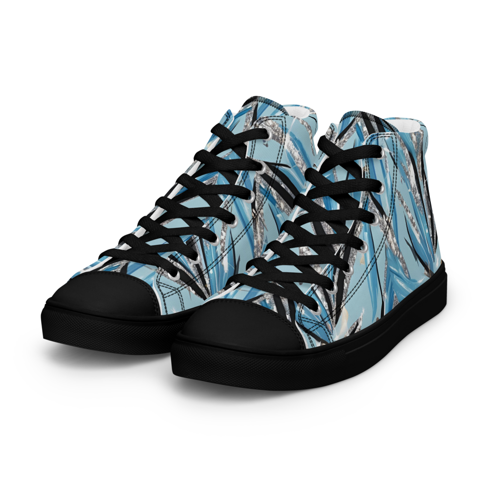 Men’s high top canvas shoes - Blue Silver Hot Ice Party | 5024