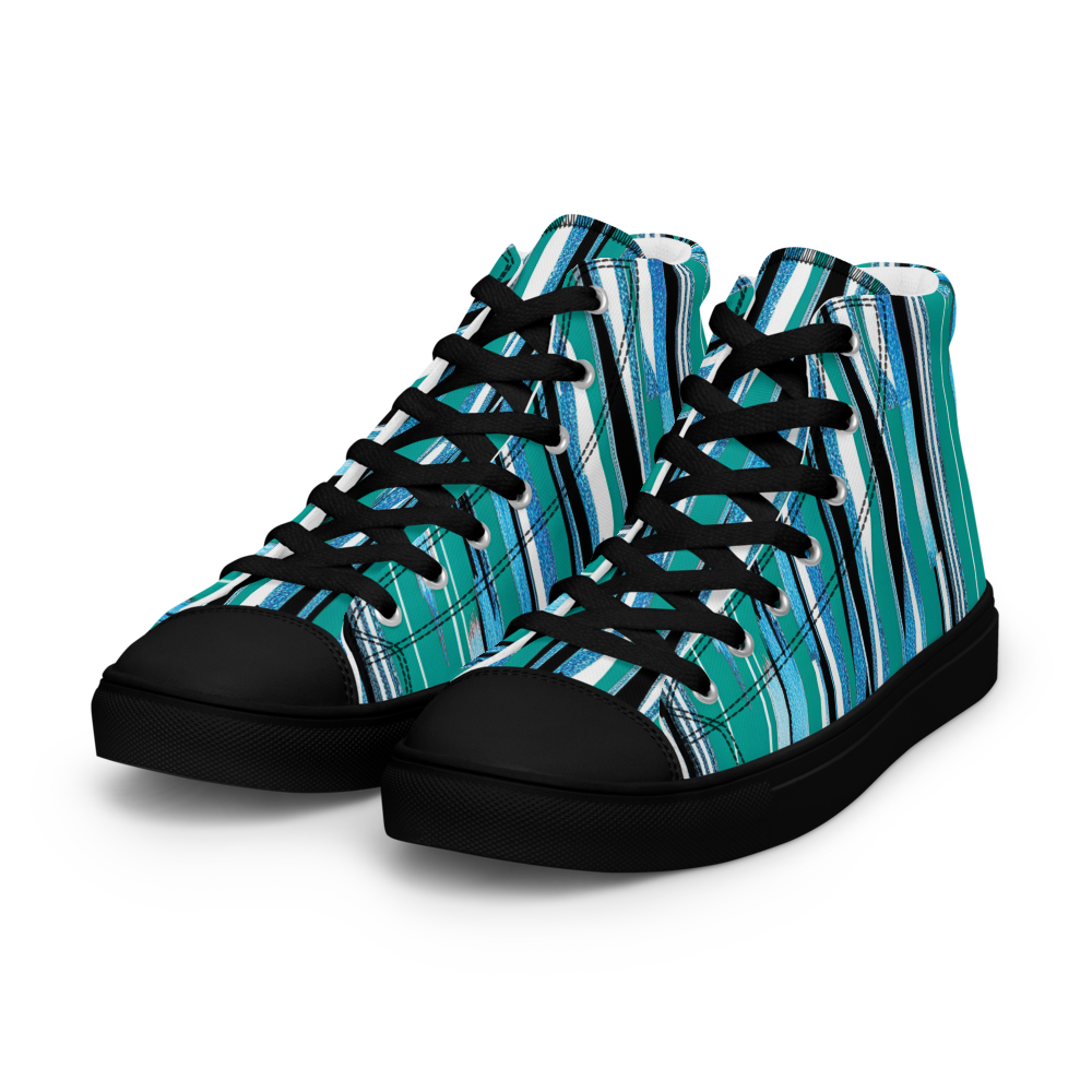 Men’s high top canvas shoes - Teal Blue Party | 5025