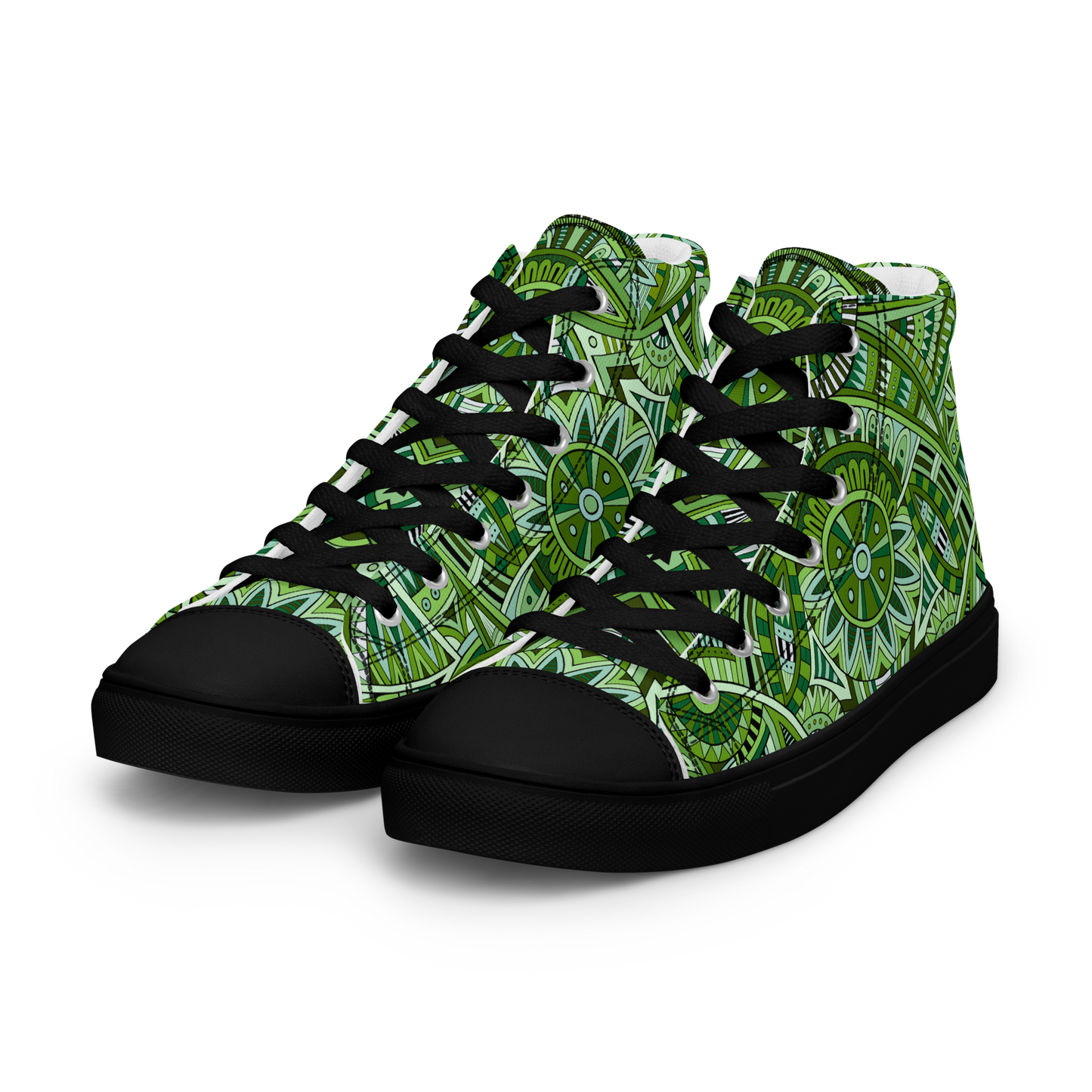Men’s high top canvas shoes - Ethnic-Boho Fusion Fresh Green | 5032