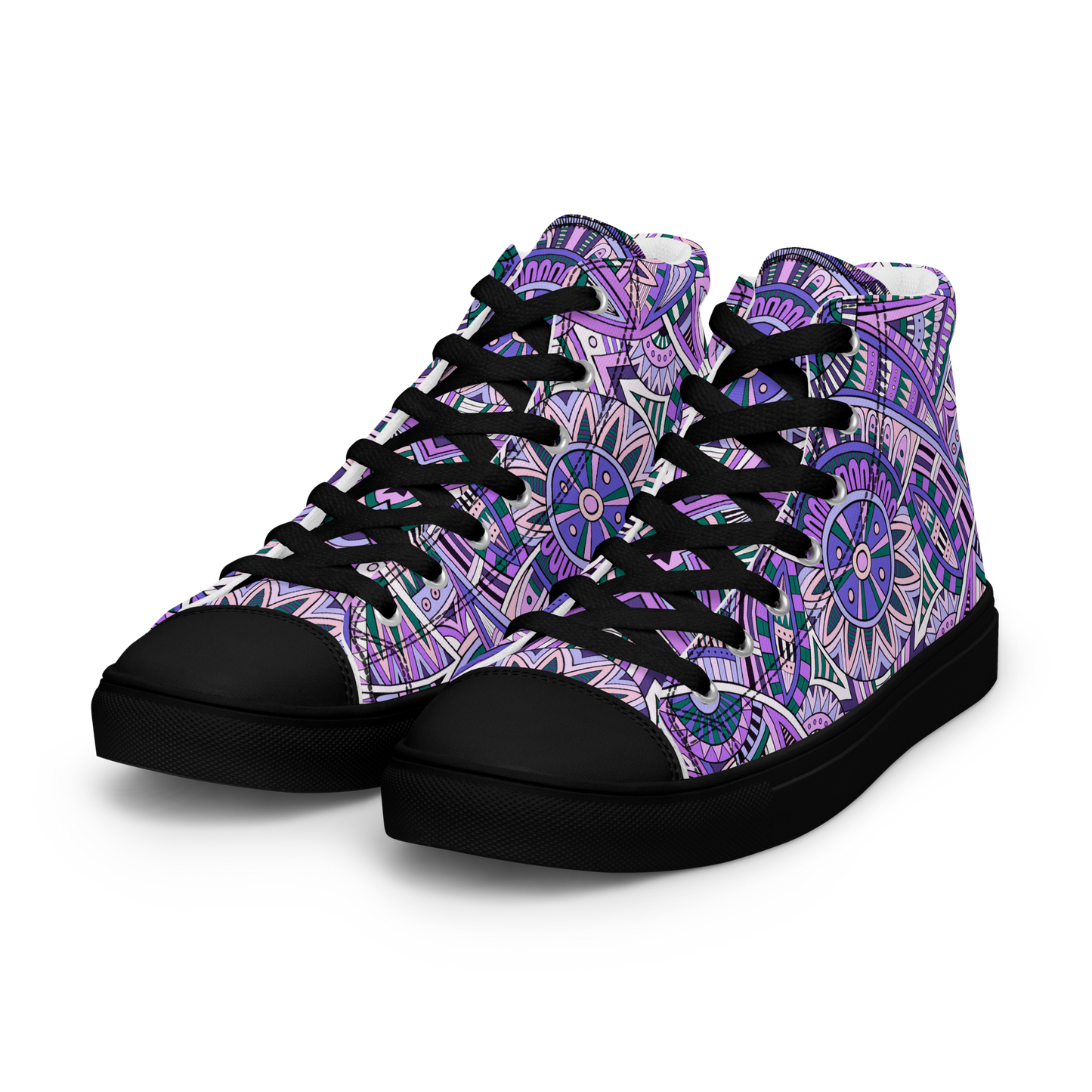 Men’s high top canvas shoes - Ethnic-Boho Fusion Lilac | 5035