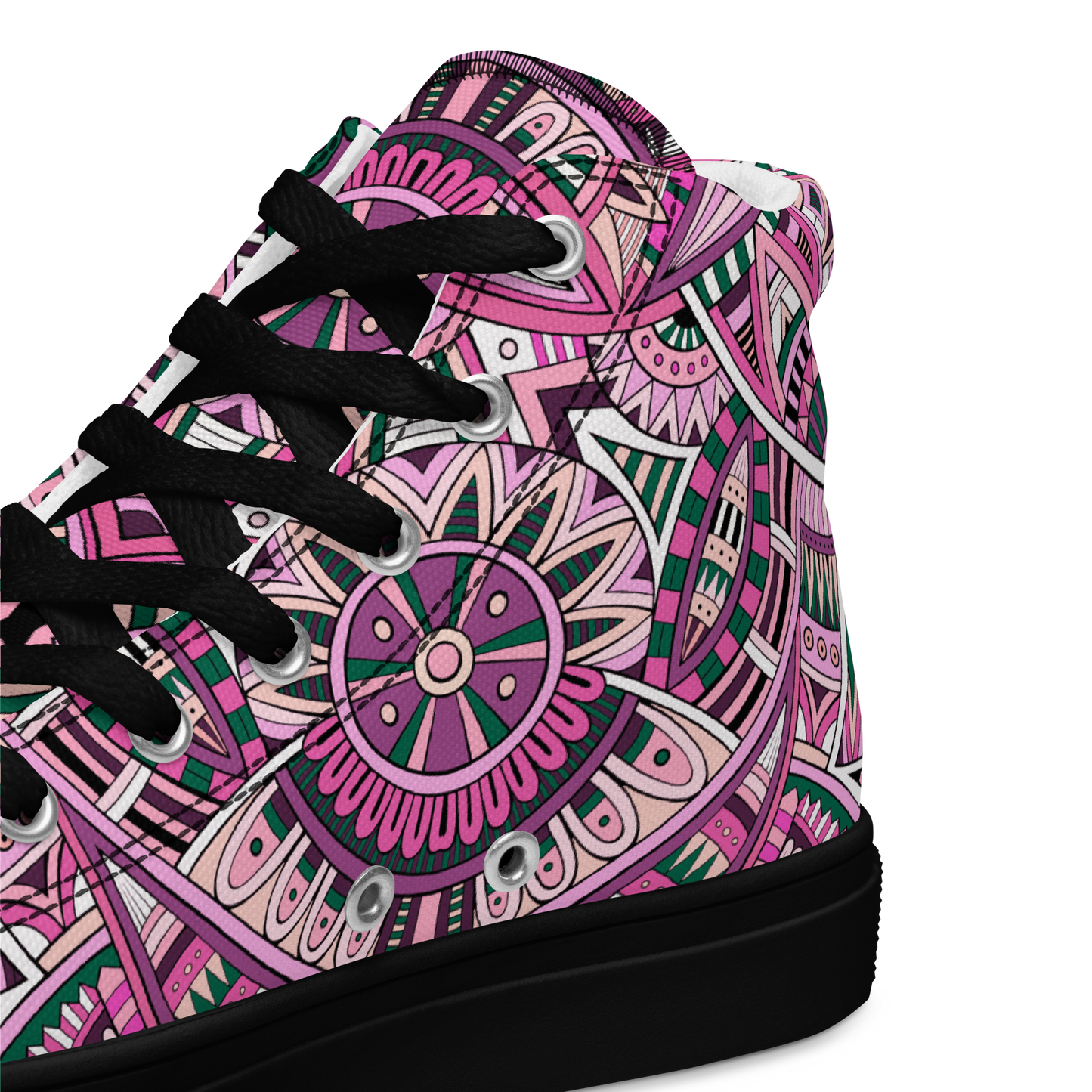 Men’s high top canvas shoes - Ethnic-Boho Fusion Pink | 5033
