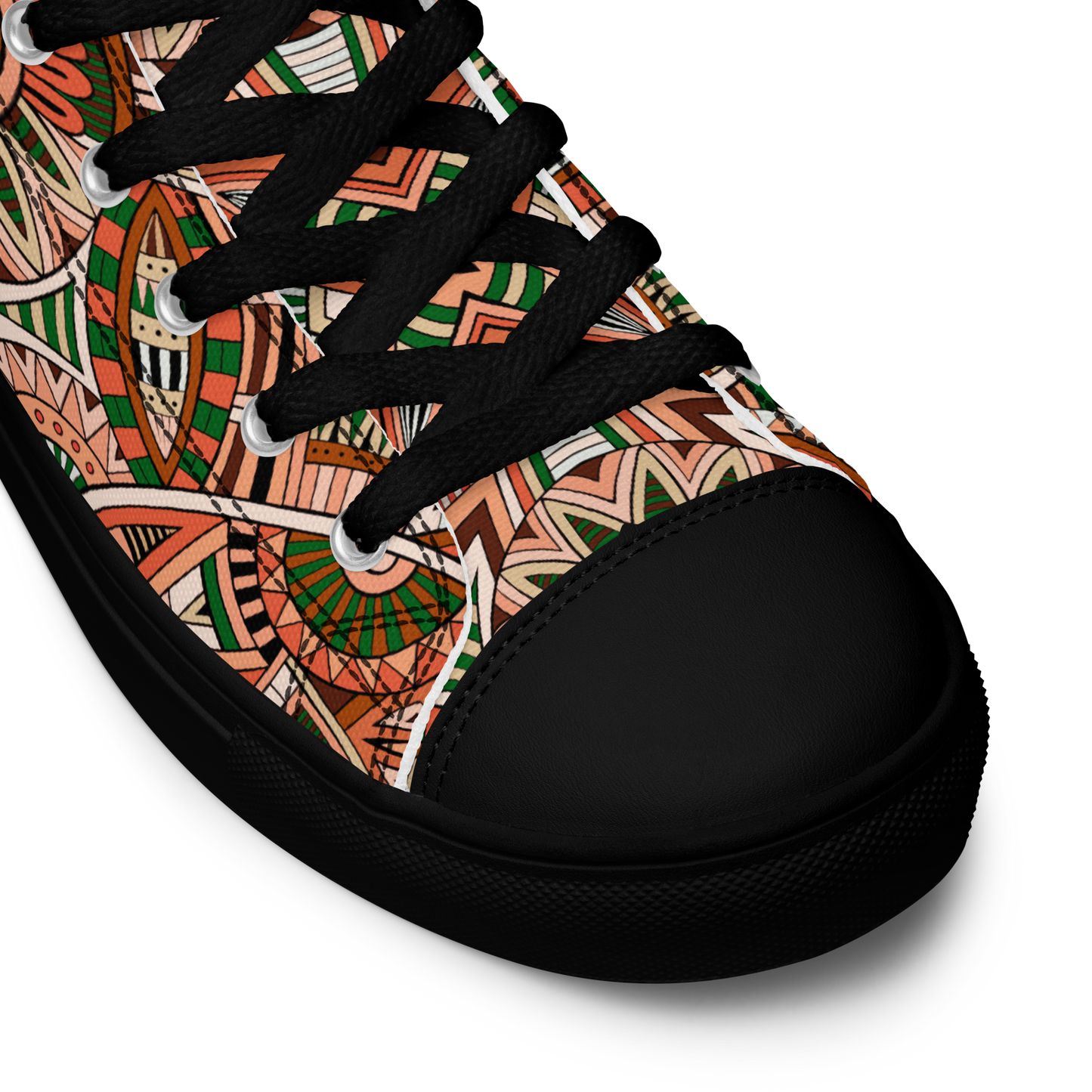 Men’s high top canvas shoes - Ethnic-Boho Fusion Orange | 5034