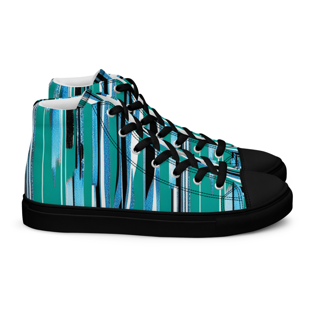 Men’s high top canvas shoes - Teal Blue Party | 5025