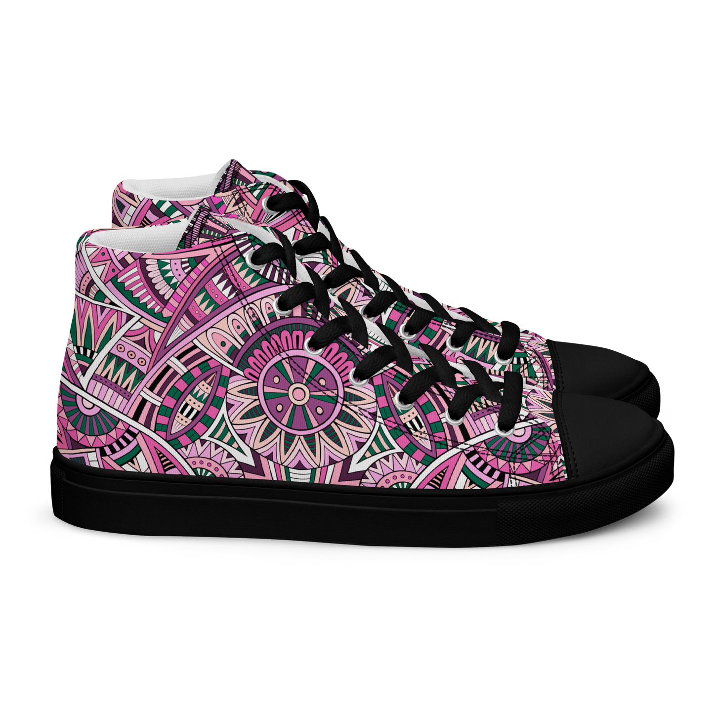Men’s high top canvas shoes - Ethnic-Boho Fusion Pink | 5033