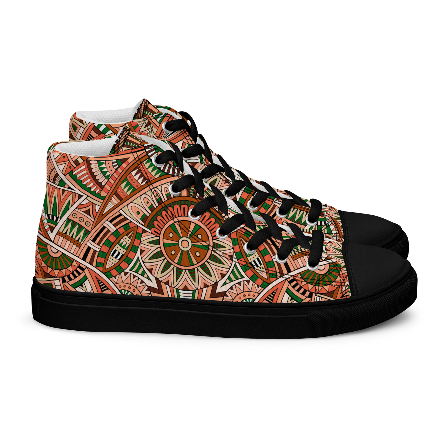 Men’s high top canvas shoes - Ethnic-Boho Fusion Orange | 5034