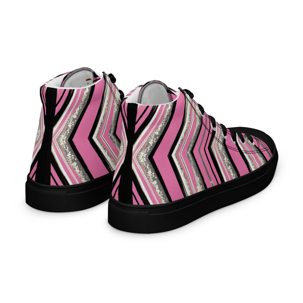 Men’s high top canvas shoes - Pink Silver Party | 5023