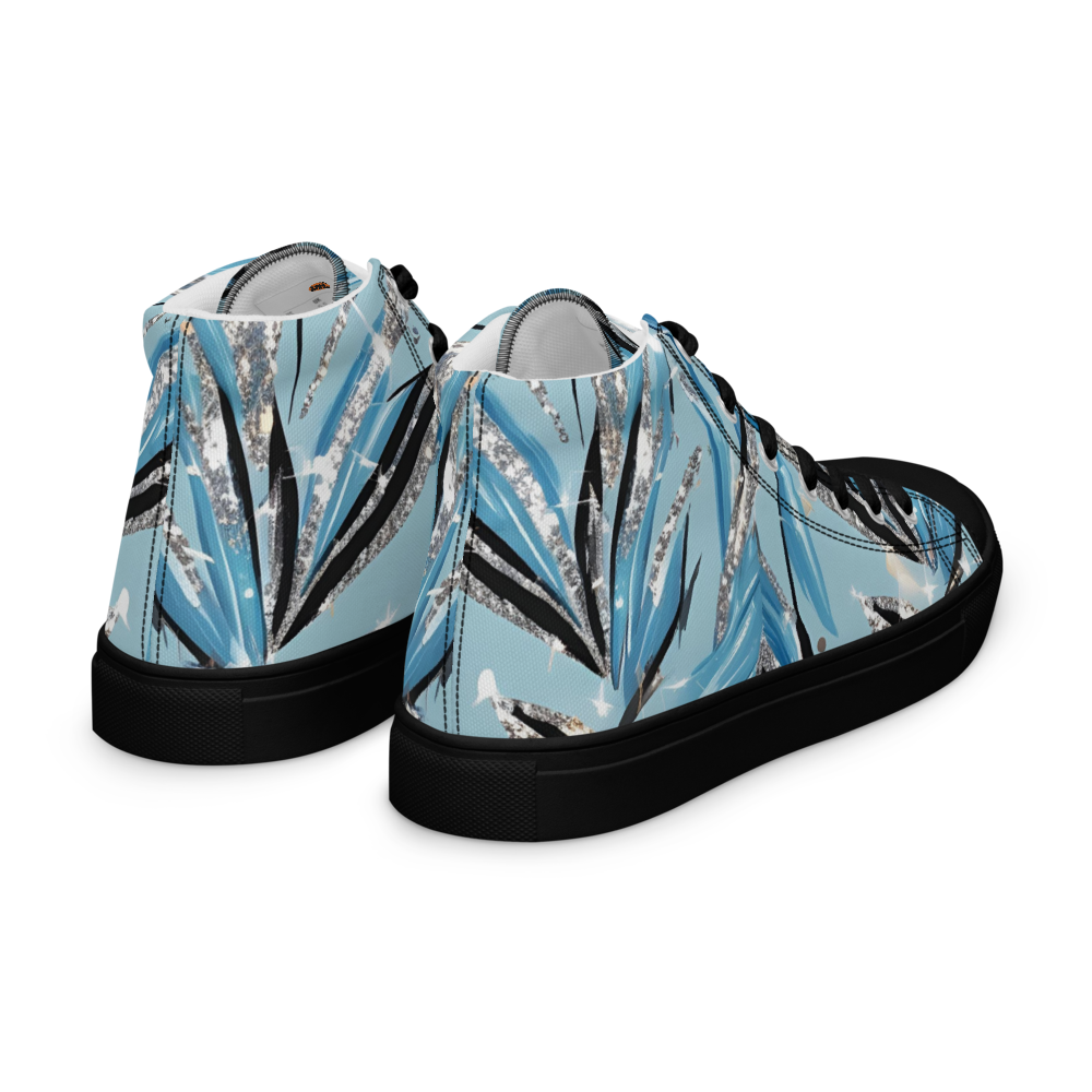 Men’s high top canvas shoes - Blue Silver Hot Ice Party | 5024