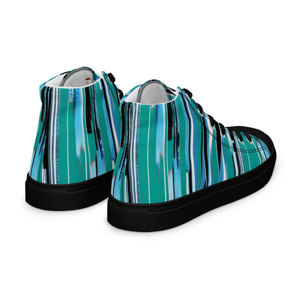 Men’s high top canvas shoes - Teal Blue Party | 5025