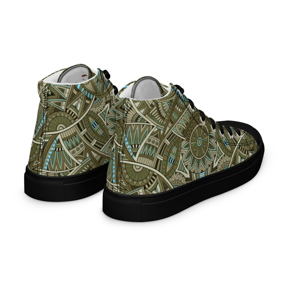 Men’s high top canvas shoes - Ethnic-Boho Fusion Khaki | 5031