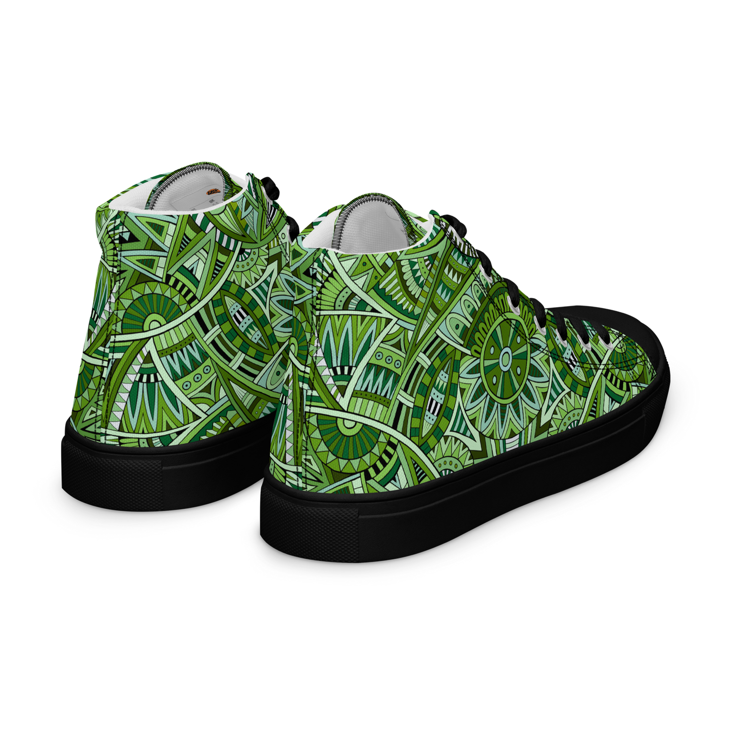 Men’s high top canvas shoes - Ethnic-Boho Fusion Fresh Green | 5032