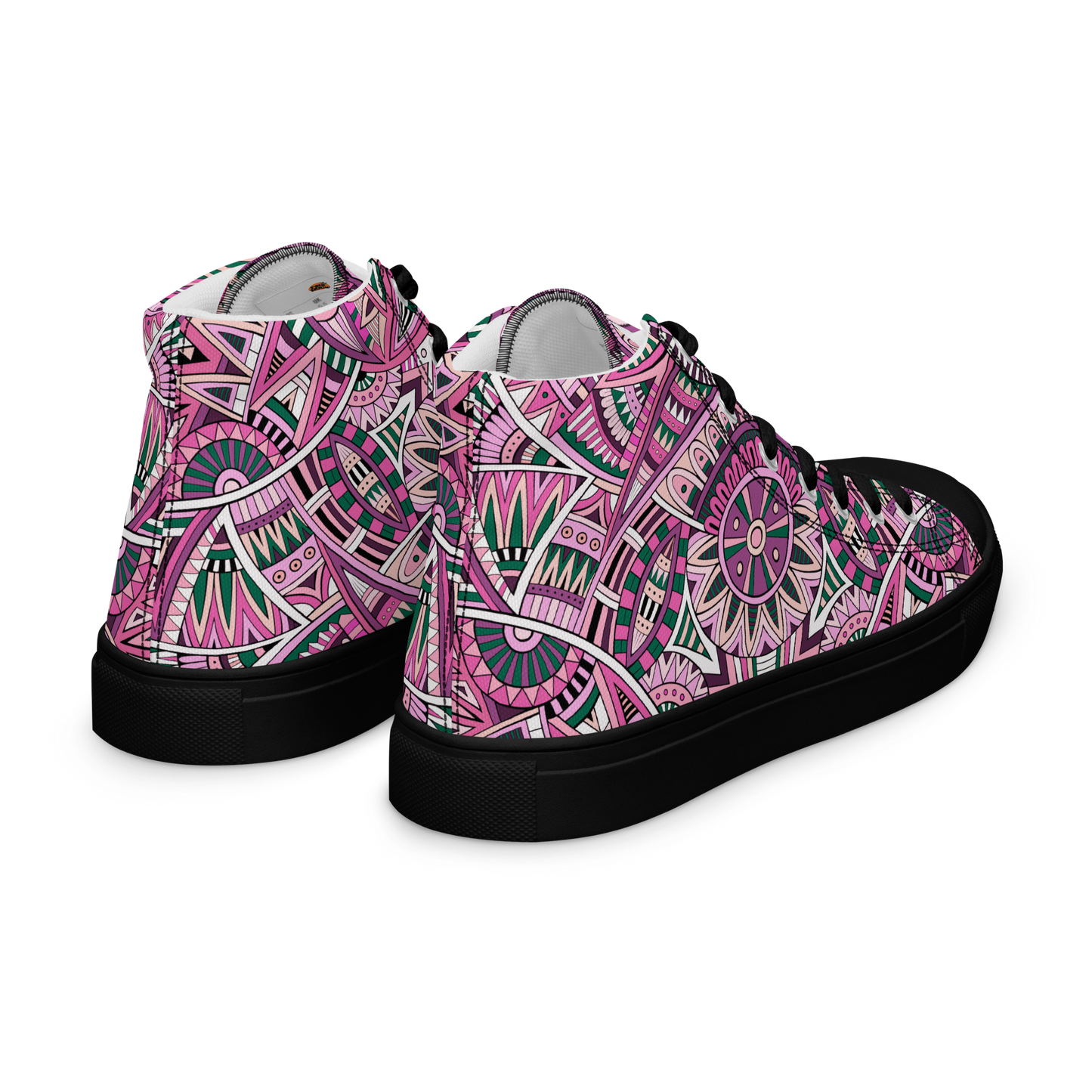 Men’s high top canvas shoes - Ethnic-Boho Fusion Pink | 5033