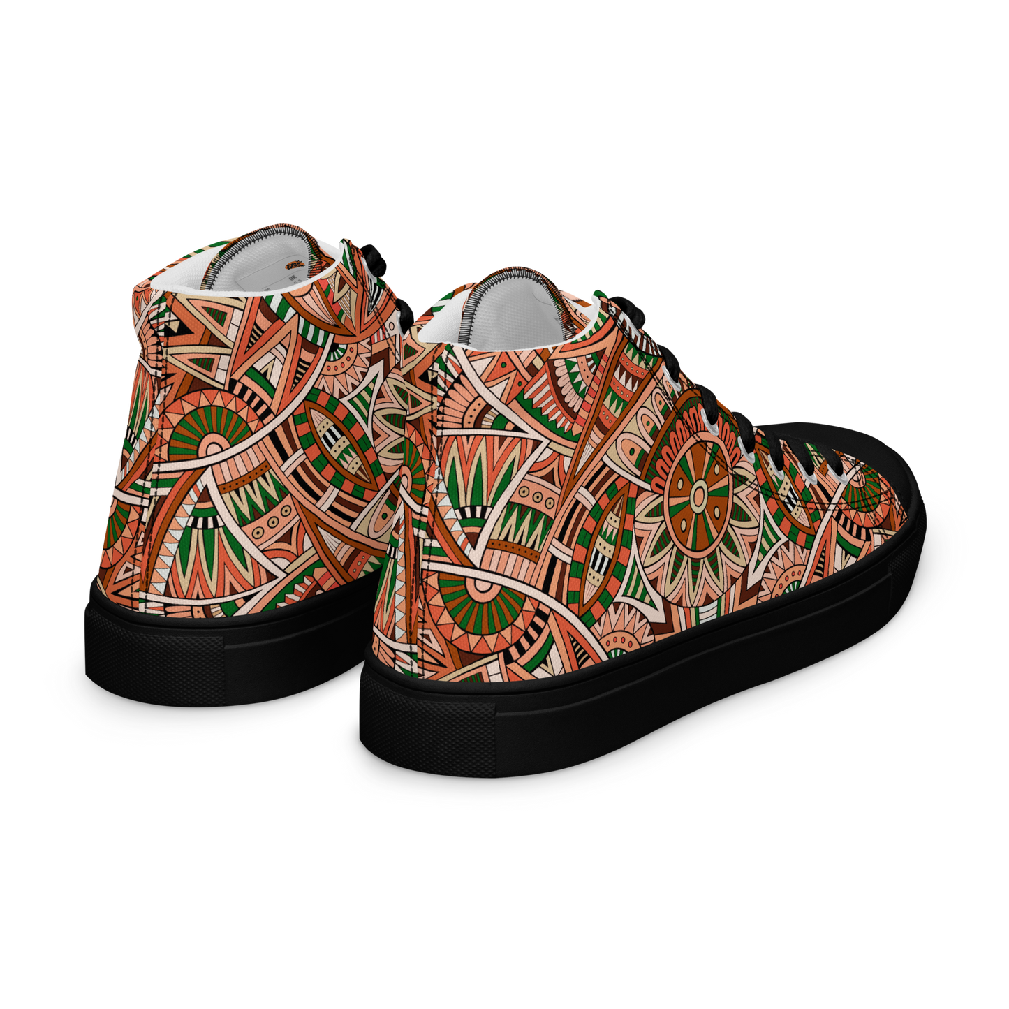 Men’s high top canvas shoes - Ethnic-Boho Fusion Orange | 5034