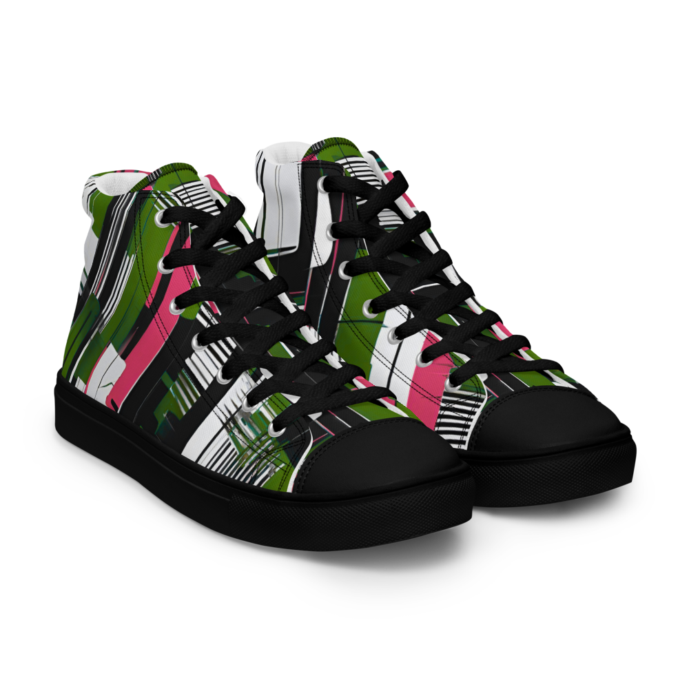 Men’s high top canvas shoes - Green Red City Grove | 5008