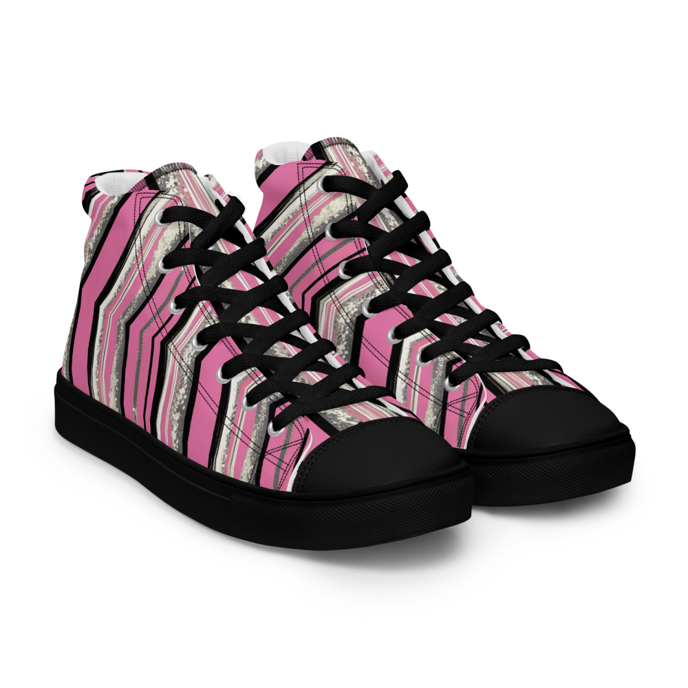 Men’s high top canvas shoes - Pink Silver Party | 5023