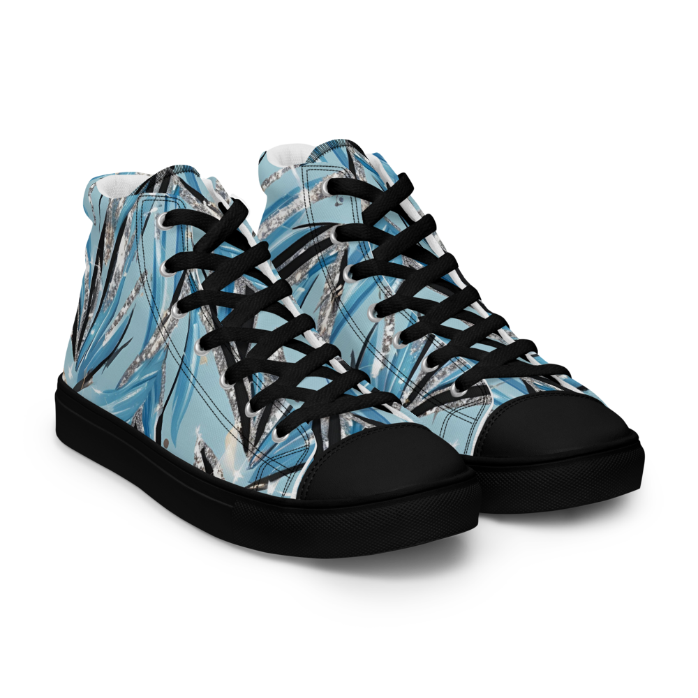 Men’s high top canvas shoes - Blue Silver Hot Ice Party | 5024