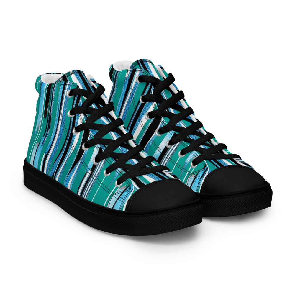 Men’s high top canvas shoes - Teal Blue Party | 5025