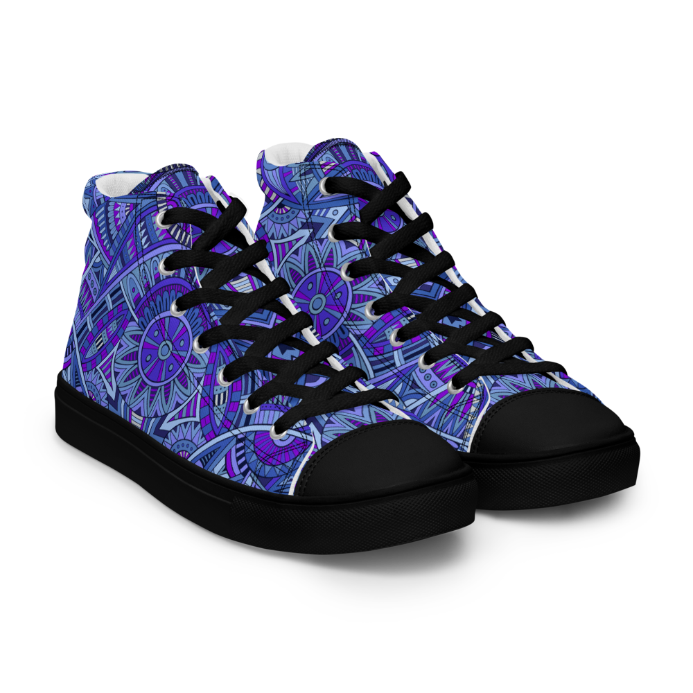 Men’s high top canvas shoes - Ethnic-Boho Fusion Blue | 5030