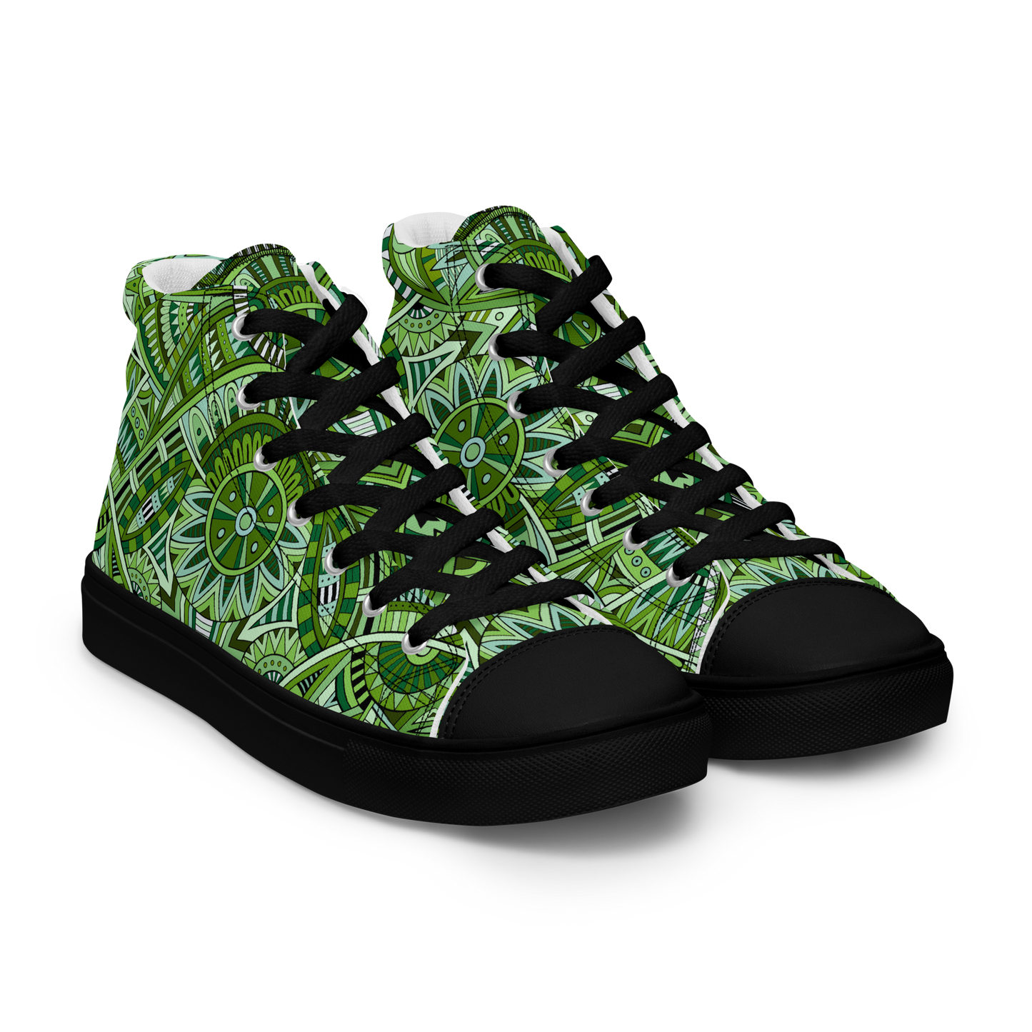 Men’s high top canvas shoes - Ethnic-Boho Fusion Fresh Green | 5032