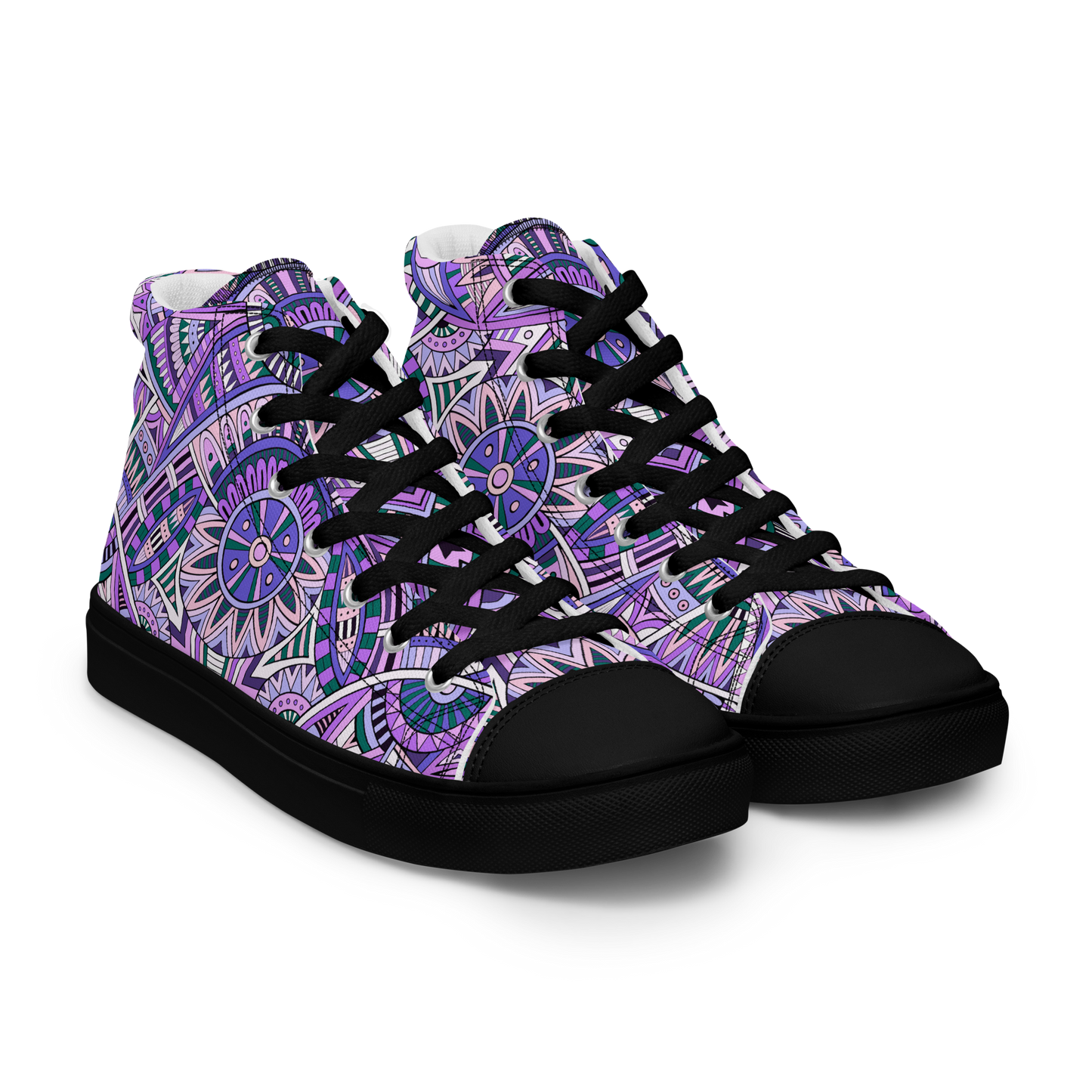 Men’s high top canvas shoes - Ethnic-Boho Fusion Lilac | 5035