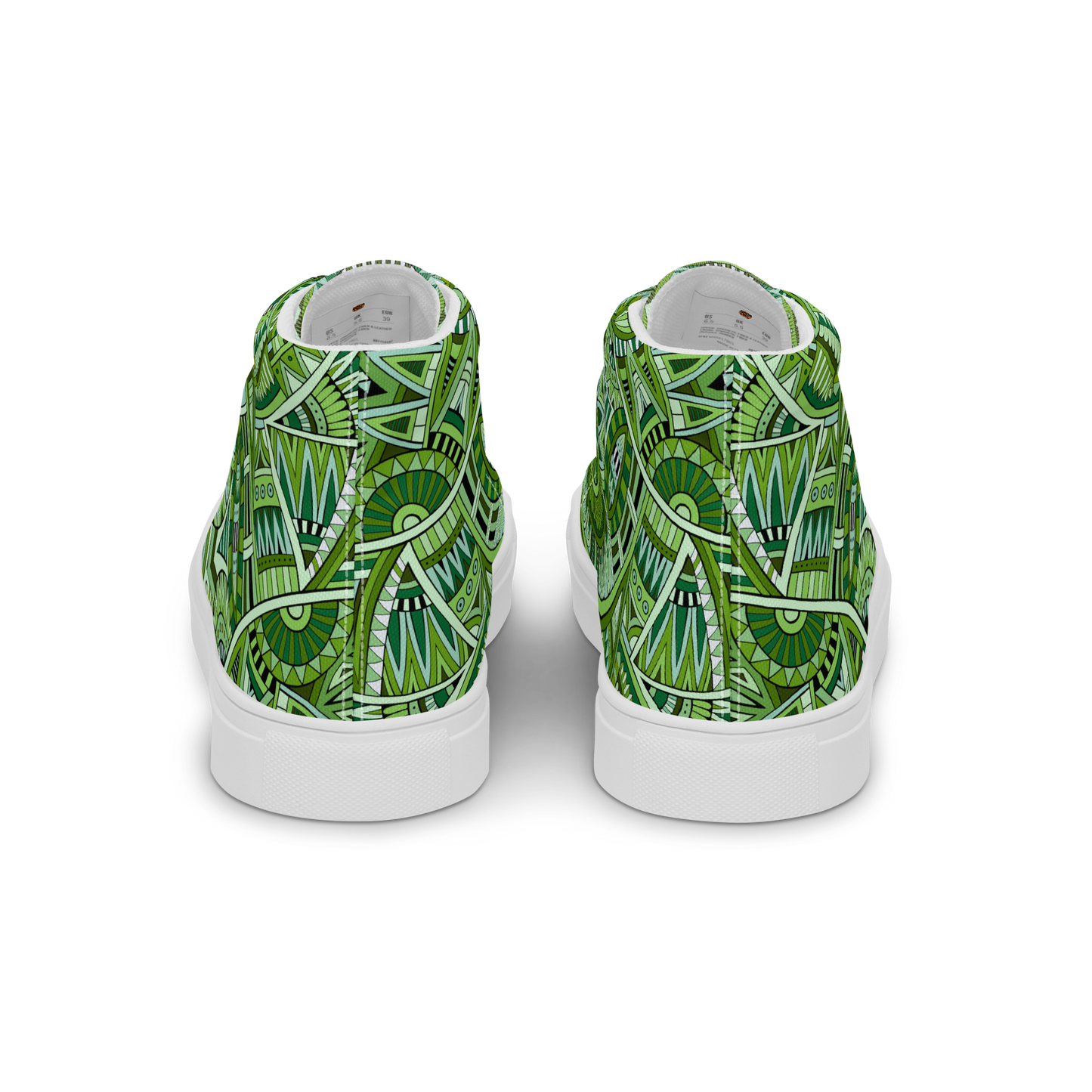 Men’s high top canvas shoes - Ethnic-Boho Fusion Fresh Green | 5032