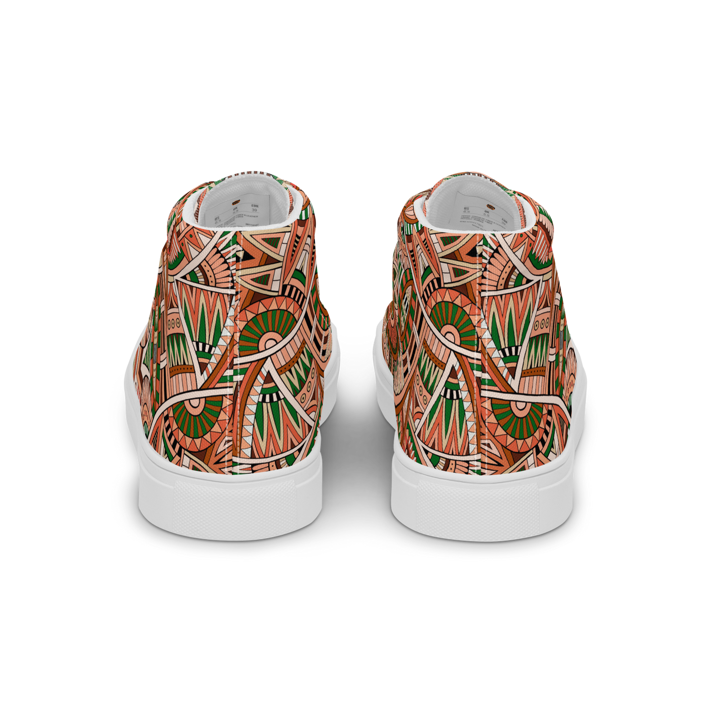 Men’s high top canvas shoes - Ethnic-Boho Fusion Orange | 5034