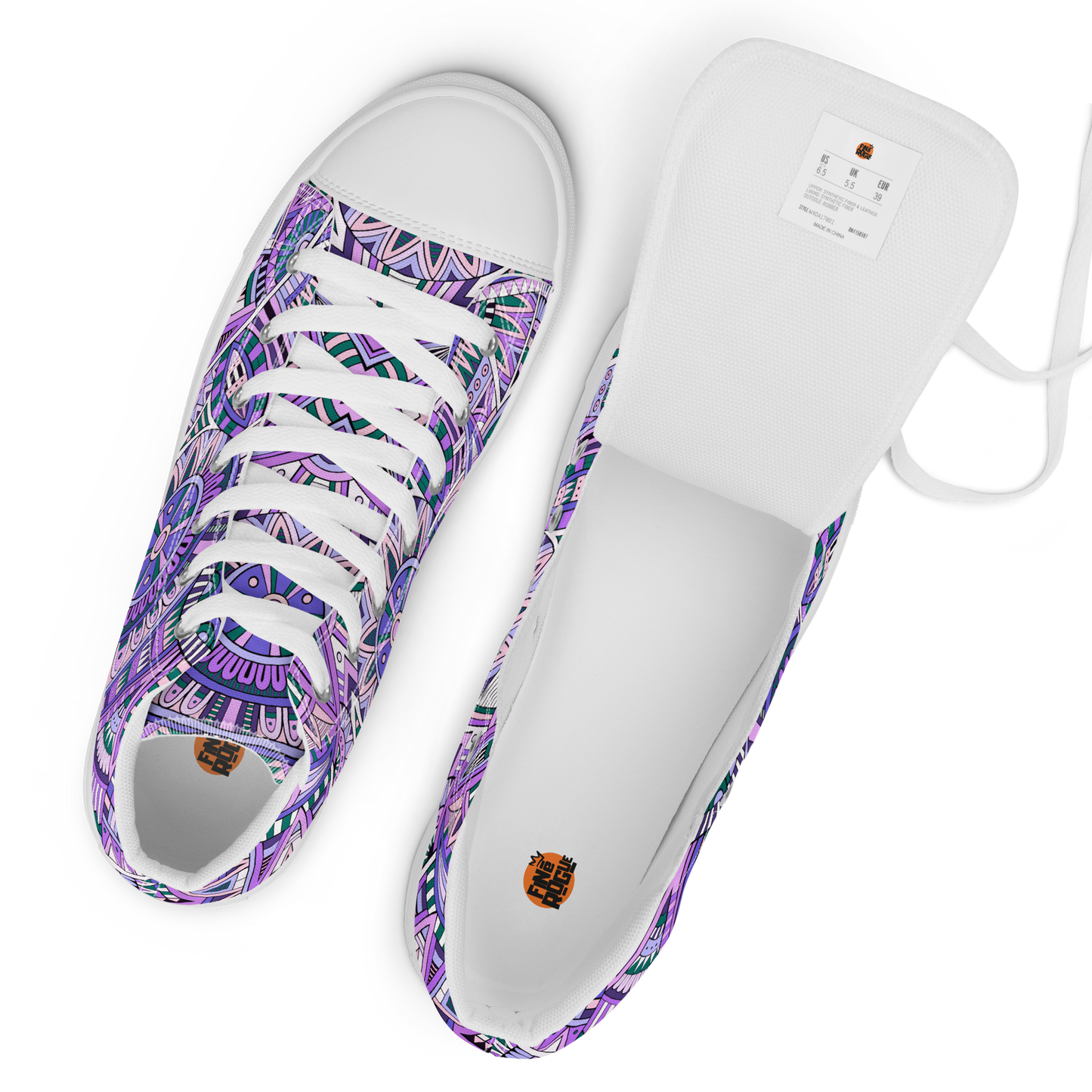 Men’s high top canvas shoes - Ethnic-Boho Fusion Lilac | 5035