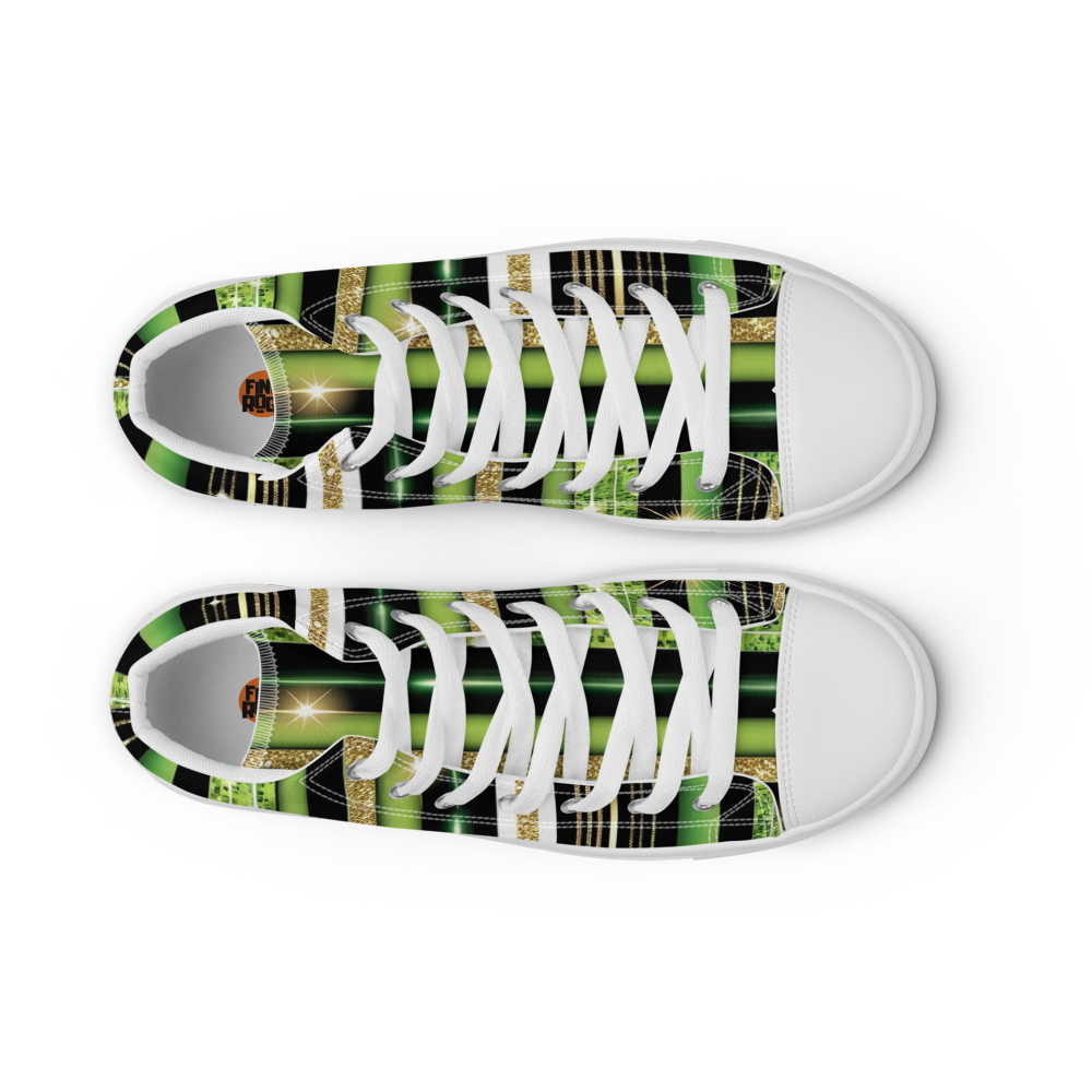 Men’s high top canvas shoes - Green Sparks Party | 5021