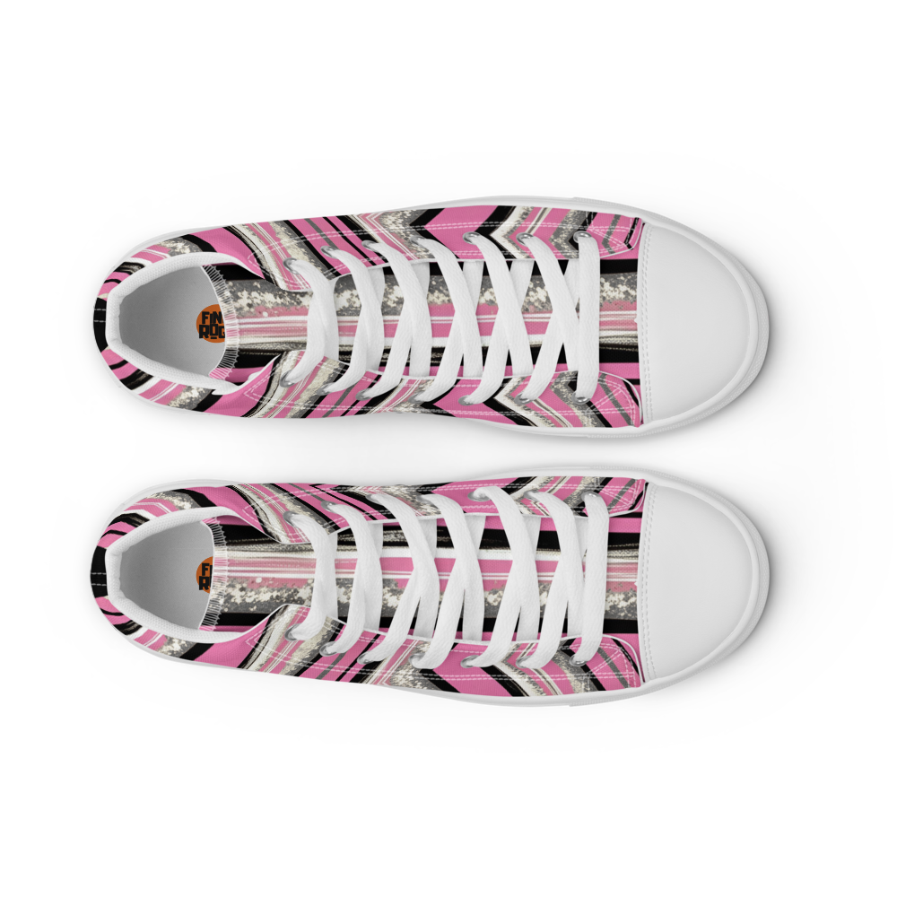 Men’s high top canvas shoes - Pink Silver Party | 5023