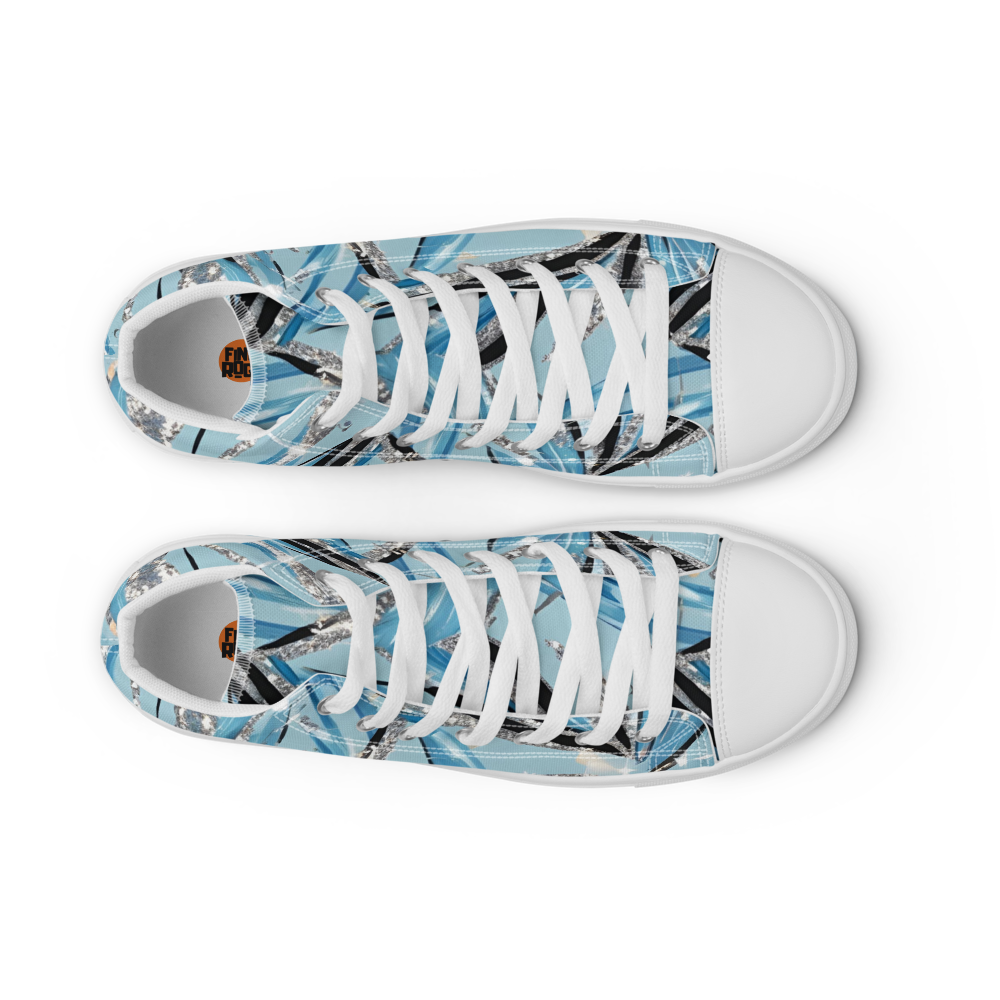 Men’s high top canvas shoes - Blue Silver Hot Ice Party | 5024