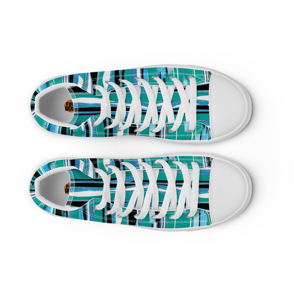 Men’s high top canvas shoes - Teal Blue Party | 5025