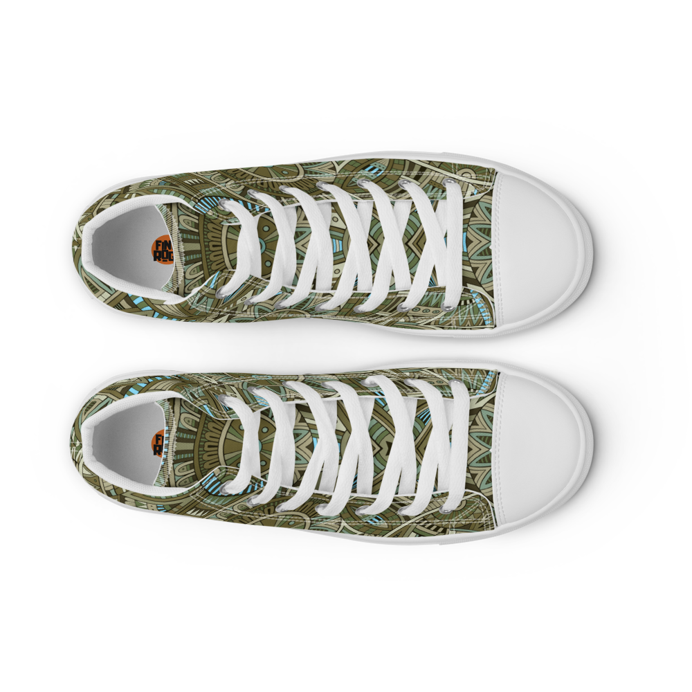 Men’s high top canvas shoes - Ethnic-Boho Fusion Khaki | 5031