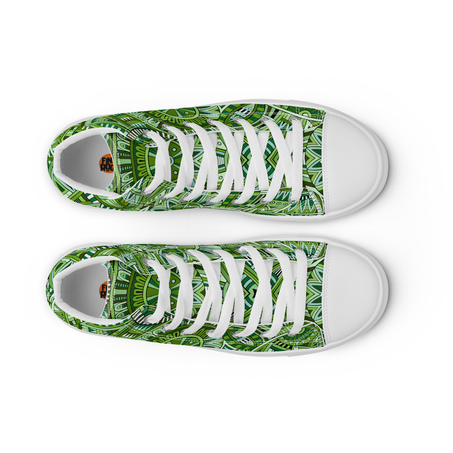 Men’s high top canvas shoes - Ethnic-Boho Fusion Fresh Green | 5032