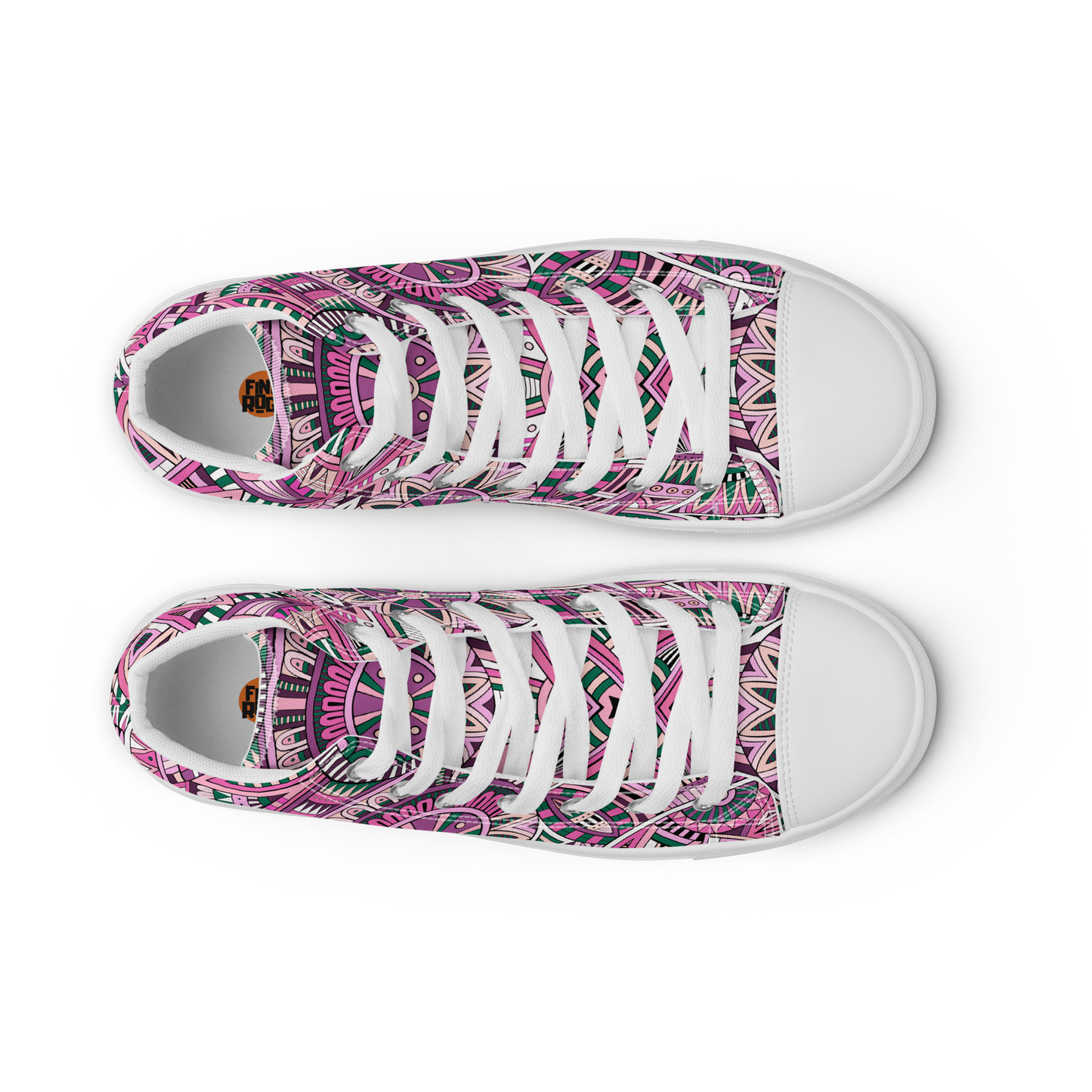 Men’s high top canvas shoes - Ethnic-Boho Fusion Pink | 5033