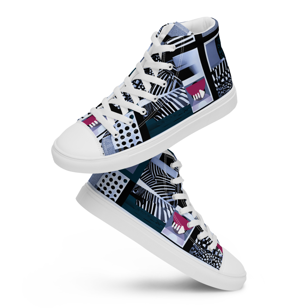 Men’s high top canvas sneakers - Steel Blue City Skyline | 5004