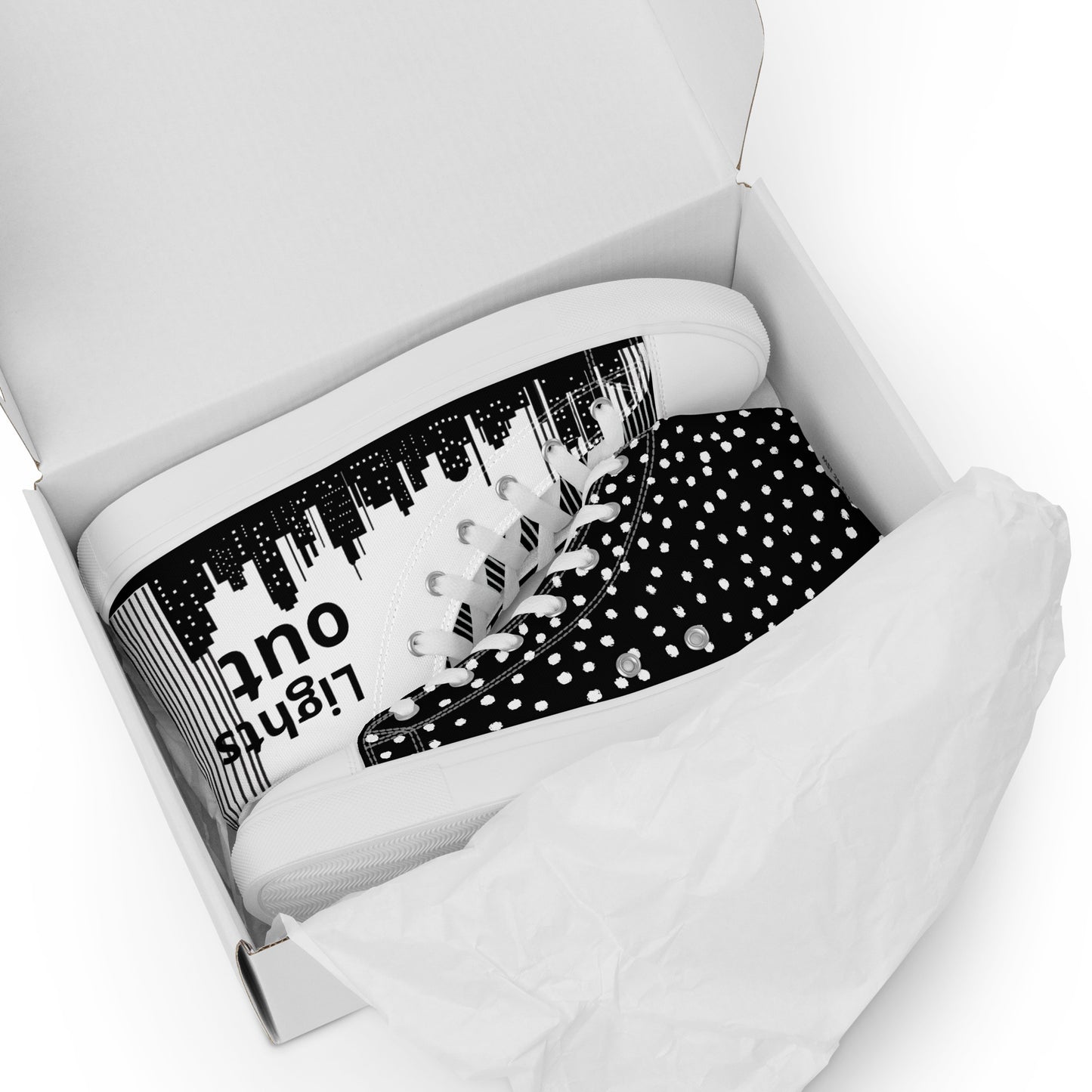 Men’s high top canvas shoes - White Lights out/Nights on | 5014