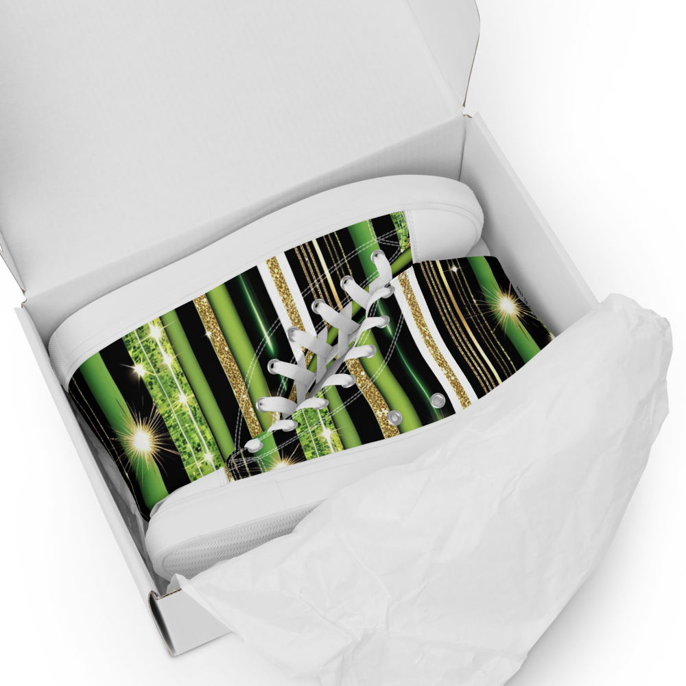 Men’s high top canvas shoes - Green Sparks Party | 5021