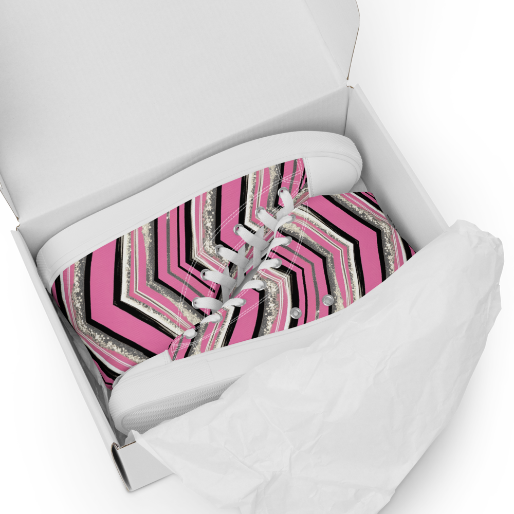 Men’s high top canvas shoes - Pink Silver Party | 5023