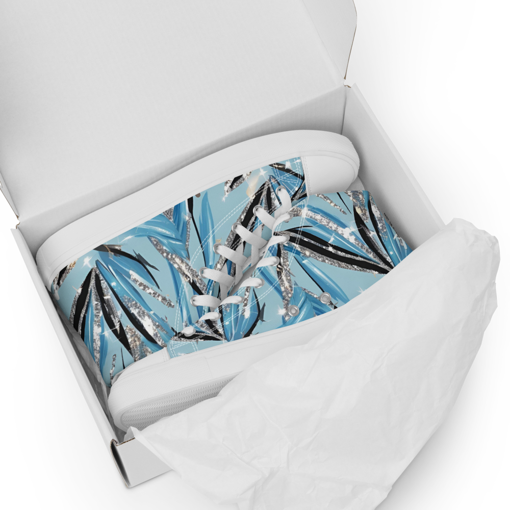 Men’s high top canvas shoes - Blue Silver Hot Ice Party | 5024