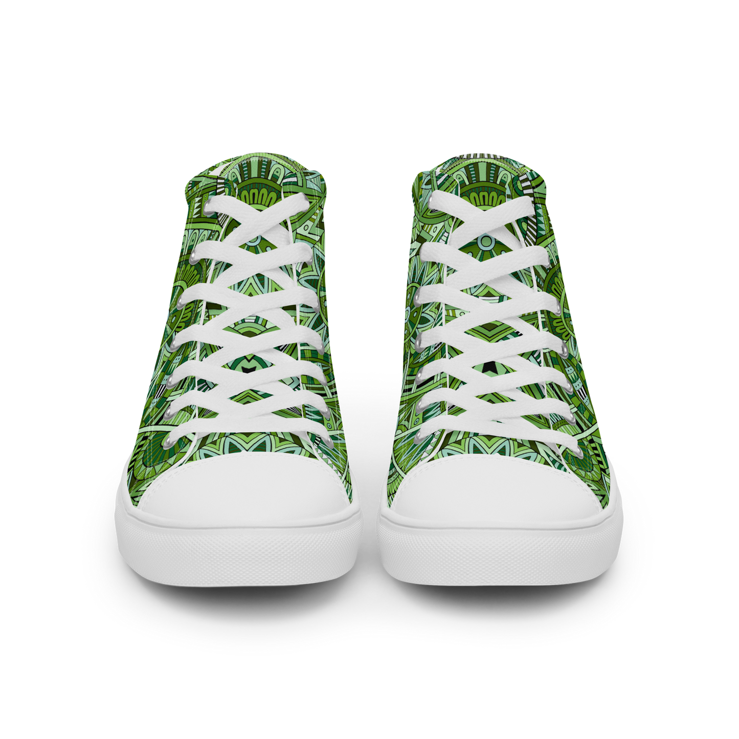 Men’s high top canvas shoes - Ethnic-Boho Fusion Fresh Green | 5032