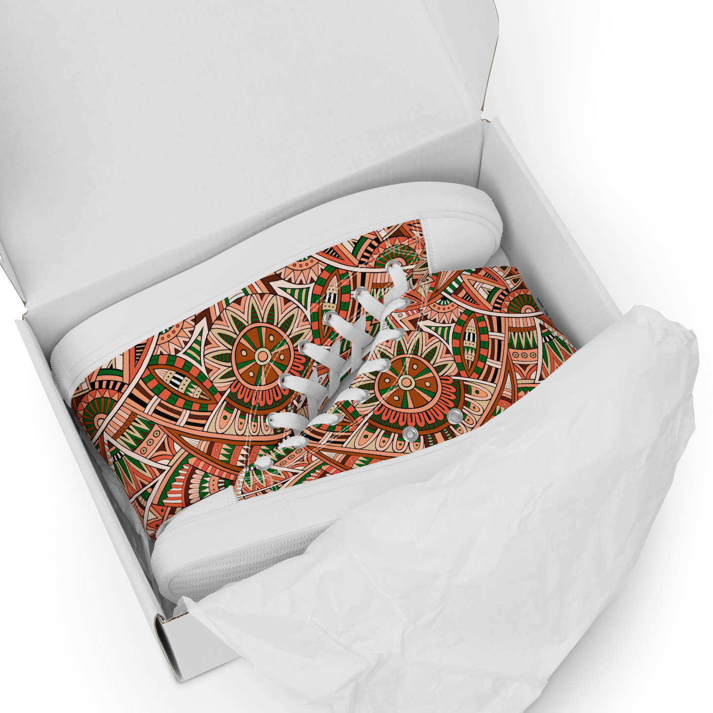 Men’s high top canvas shoes - Ethnic-Boho Fusion Orange | 5034