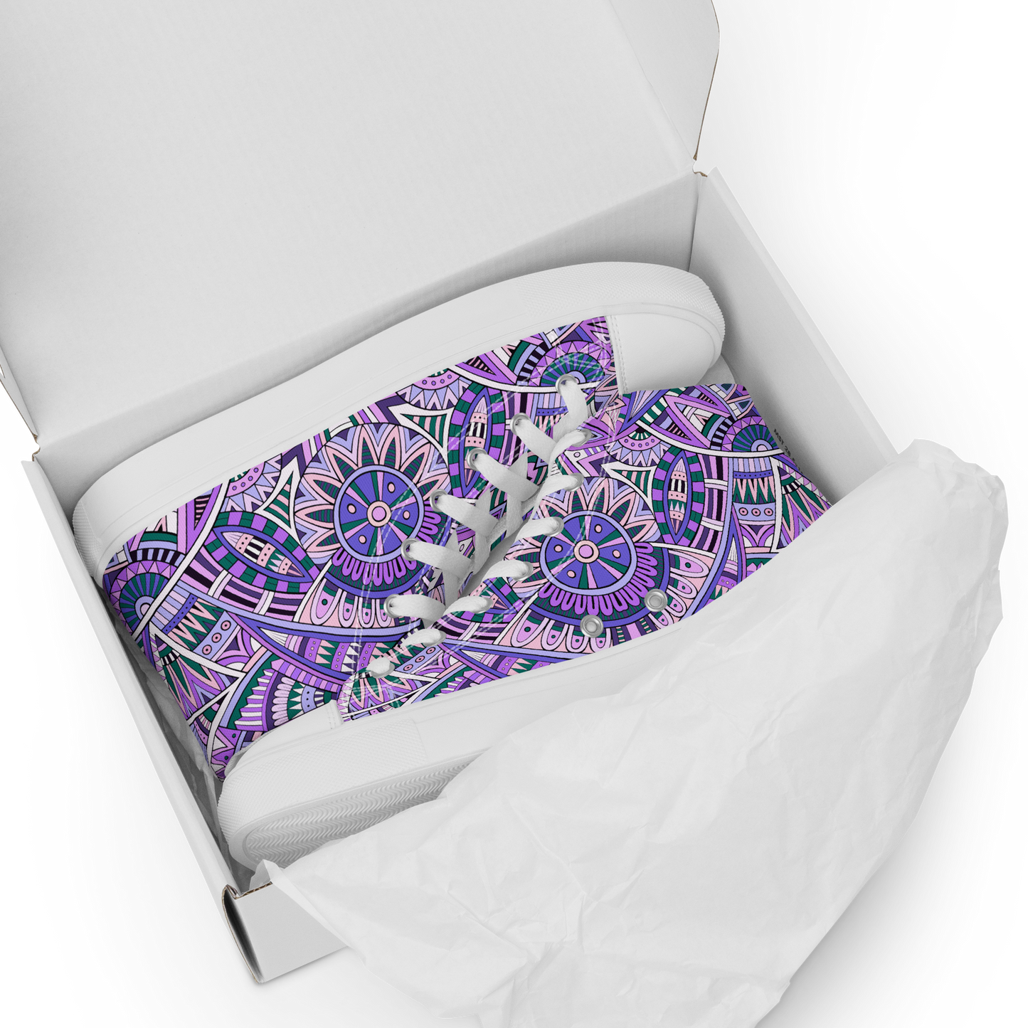 Men’s high top canvas shoes - Ethnic-Boho Fusion Lilac | 5035