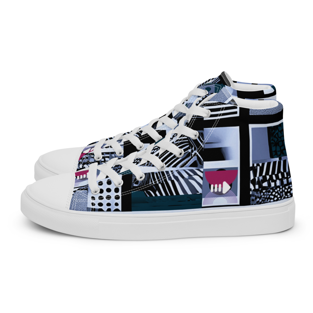 Men’s high top canvas sneakers - Steel Blue City Skyline | 5004