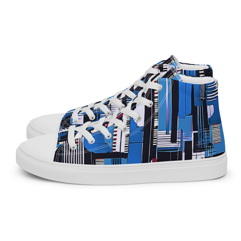 Men’s high top canvas sneakers - Cobalt Blue City Lines | 5006