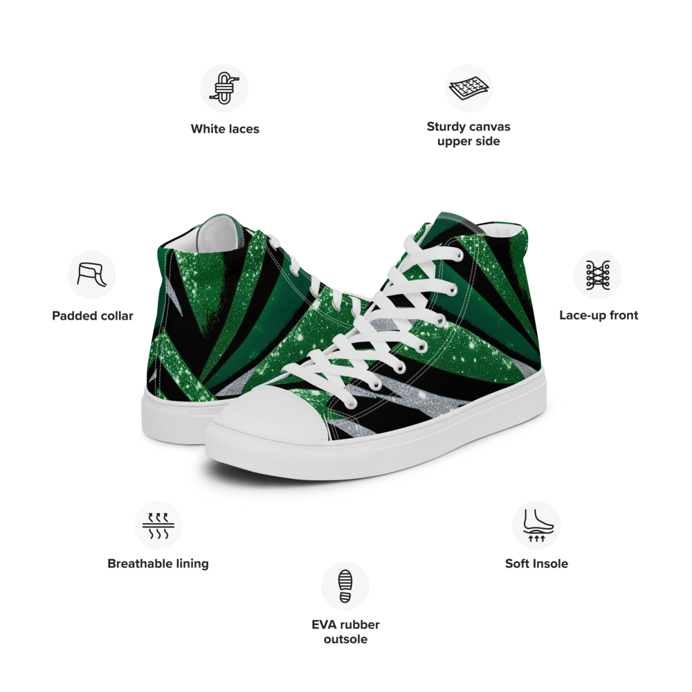 Men’s high top canvas sneakers - Emerald Green Party | 5020