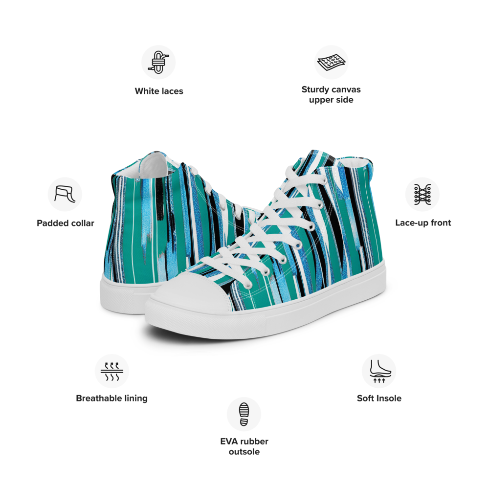 Men’s high top canvas shoes - Teal Blue Party | 5025